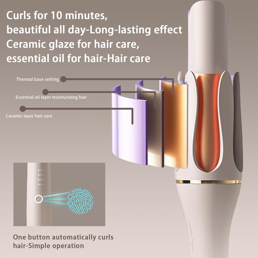 Thanksgiving & Christmas Gift Pick for Mom Women Girlfriend, Automatic Curling Iron Auto Hair Curler Rotating Iron Spinning with 4 Temps & 1" Large Barrel Auto Shut-Off for Styling, Champagne Gold