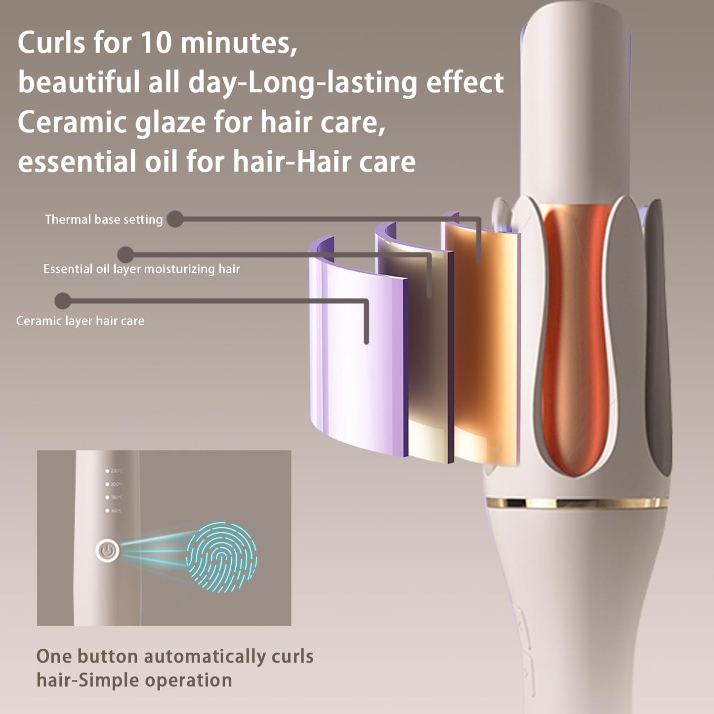 Thanksgiving & Christmas Gift Pick for Mom Women Girlfriend, Automatic Curling Iron Auto Hair Curler Rotating Iron Spinning with 4 Temps & 1" Large Barrel Auto Shut-Off for Styling, Champagne Gold