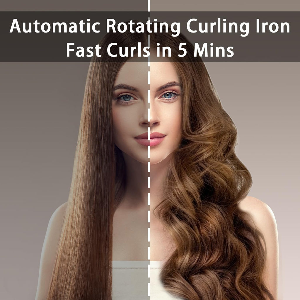 Thanksgiving & Christmas Gift Pick for Mom Women Girlfriend, Automatic Curling Iron Auto Hair Curler Rotating Iron Spinning with 4 Temps & 1" Large Barrel Auto Shut-Off for Styling, Champagne Gold