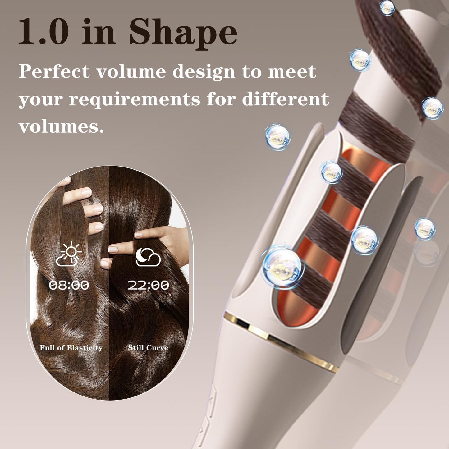 Thanksgiving & Christmas Gift Pick for Mom Women Girlfriend, Automatic Curling Iron Auto Hair Curler Rotating Iron Spinning with 4 Temps & 1" Large Barrel Auto Shut-Off for Styling, Champagne Gold